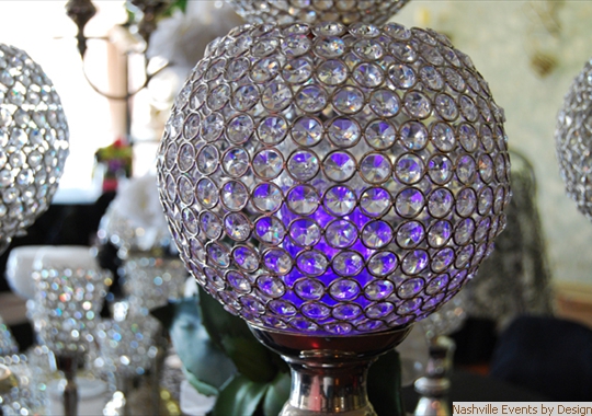 Crystal Rhinestone Globe reflected in Party Color